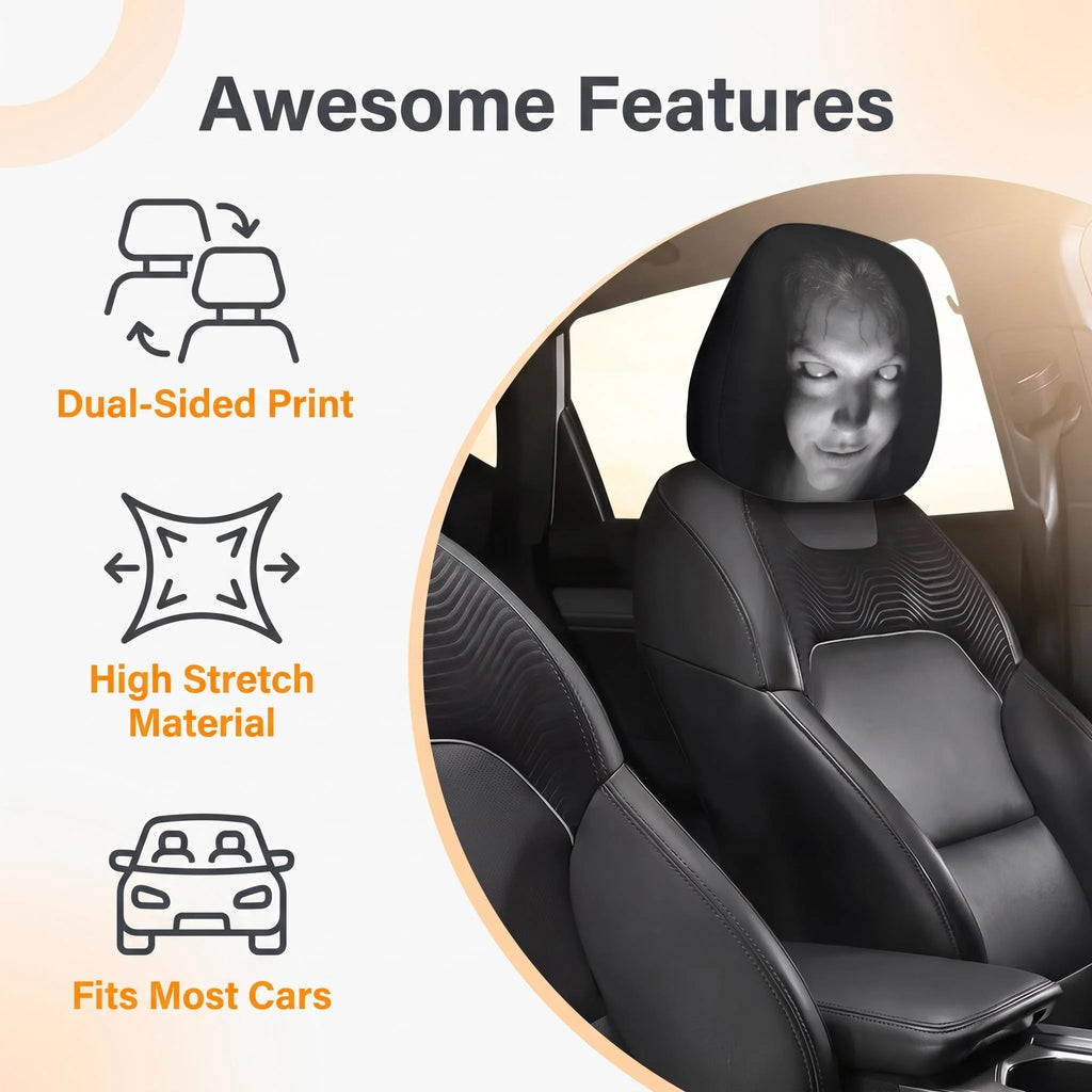 Ghost Car Headrest Cover Double Sided